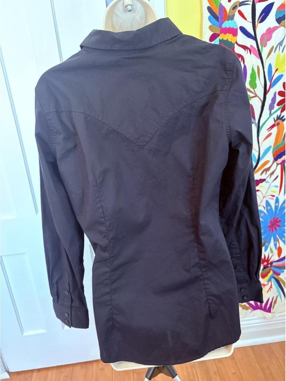 Wrangler Retro Black Button Up Shirt Women's Medium - Picture 6 of 6